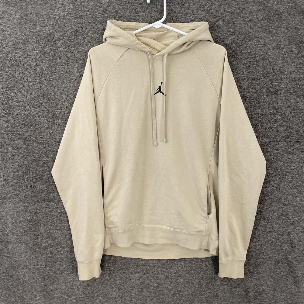 Jordan Hoodie Mens Medium Beige Dri-FIT Pullover Fleece Sweatshirt DQ7327-206